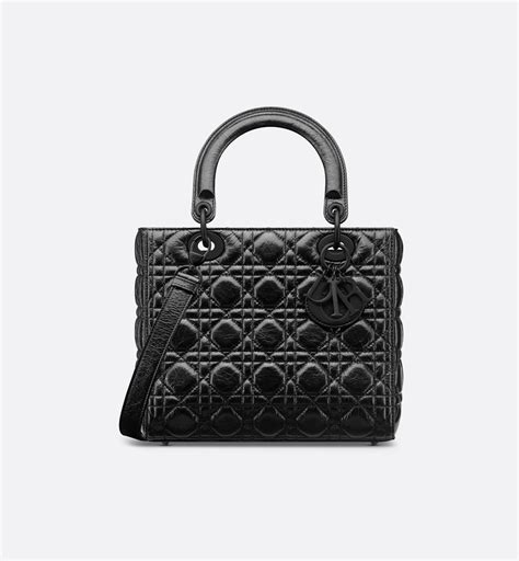 Sac Lady Dior Medium Cuir de veau Cannage ultramatte noir